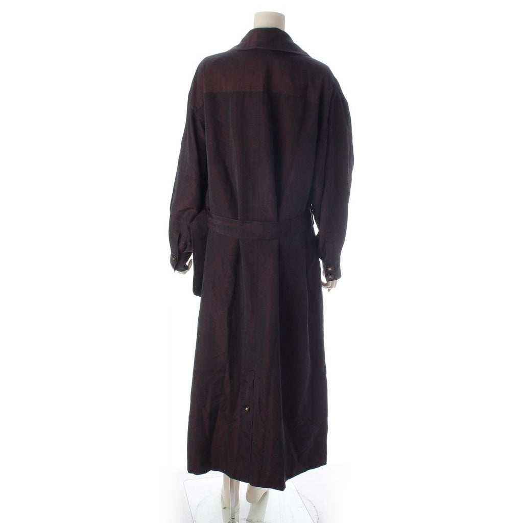 Chanel Vintage Silk Paper Tag Glossy Trench Coat Burgundy 38 — view 4