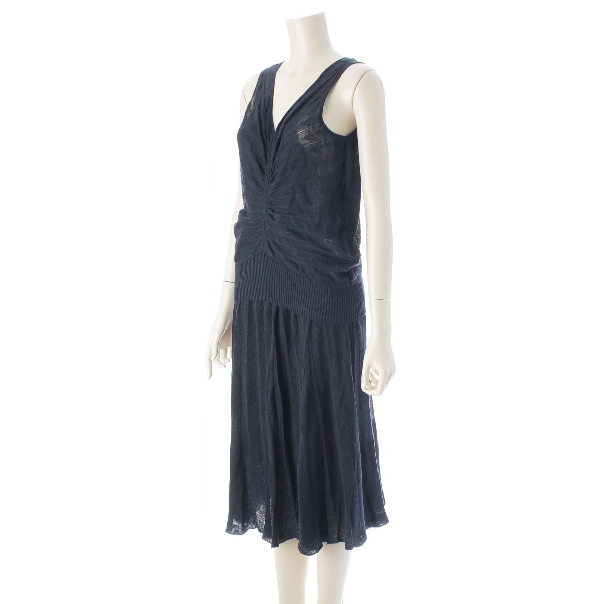 Hermes Gaultier Era Transformation Sleeveless Knit Top Flare Skirt Set Navy 36 — view 2
