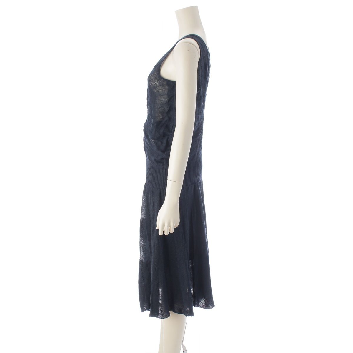 Hermes Gaultier Era Transformation Sleeveless Knit Top Flare Skirt Set Navy 36 — view 3