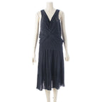 Hermes Gaultier Era Transformation Sleeveless Knit Top Flare Skirt Set Navy 36
