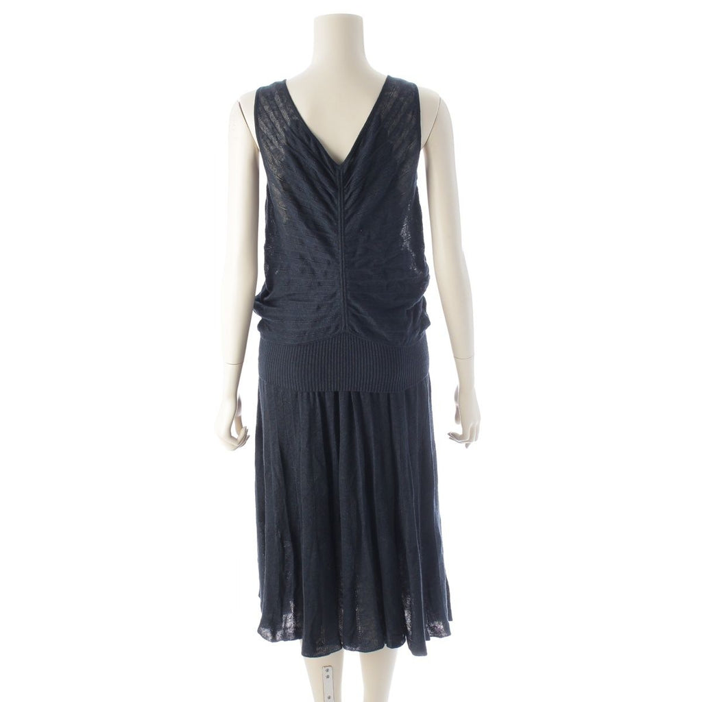 Hermes Gaultier Era Transformation Sleeveless Knit Top Flare Skirt Set Navy 36 — view 4