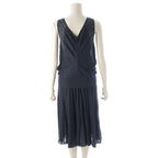 Hermes Gaultier Era Transformation Sleeveless Knit Top Flare Skirt Set Navy 36 — view 4