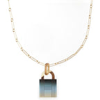 Hermes Buffalo Horn Amulet Cadena Motif Necklace Blue