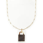Hermes Buffalo Horn Amulet Cadena Motif Necklace Blue