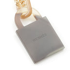 Hermes Buffalo Horn Amulet Cadena Motif Necklace Blue