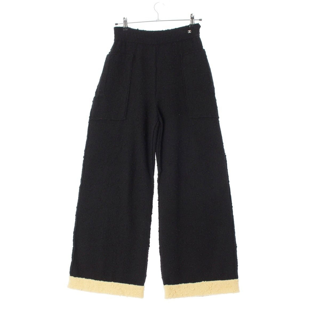 Chanel Wool CC Logo Bicolor Pants Black Yellow 36