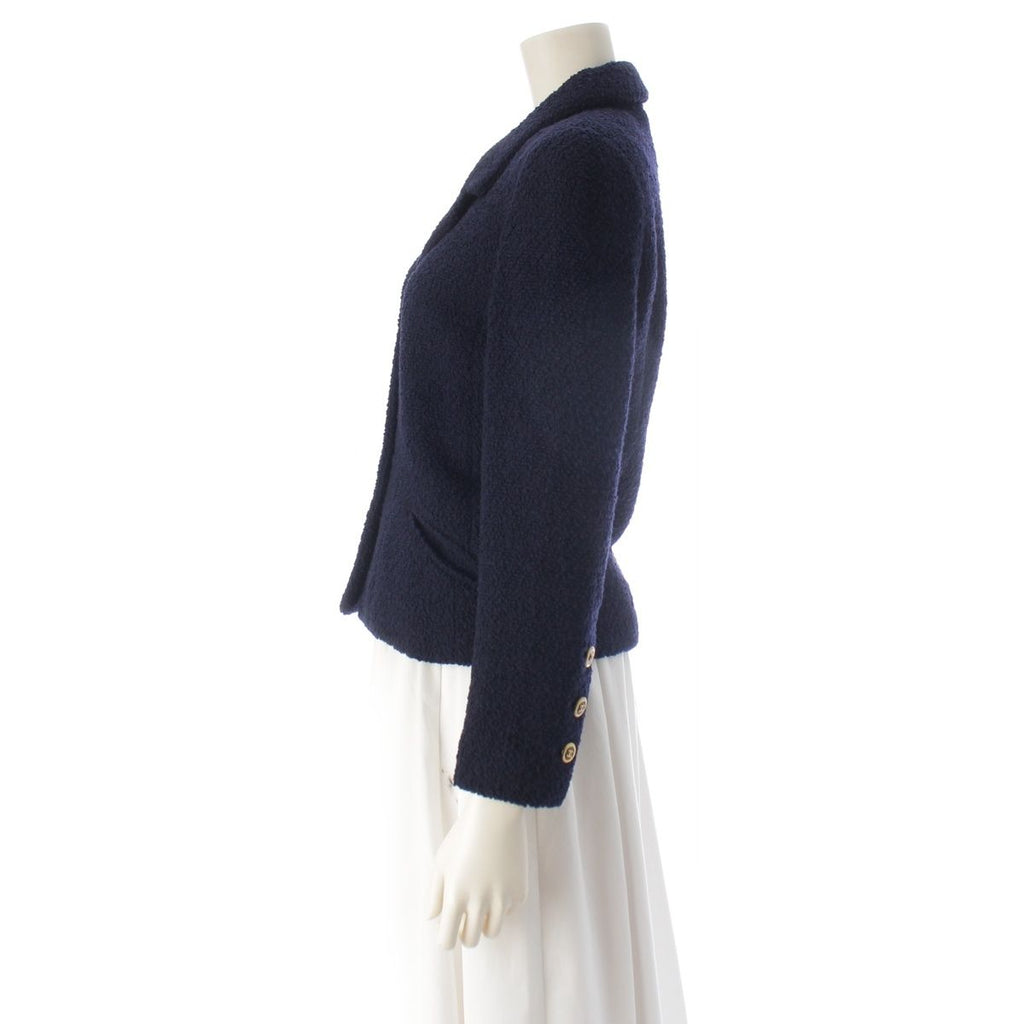 Chanel Tweed CC Logo Button Tailored Jacket Navy — view 3