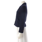 Chanel Tweed CC Logo Button Tailored Jacket Navy — view 3