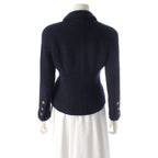 Chanel Tweed CC Logo Button Tailored Jacket Navy — view 4