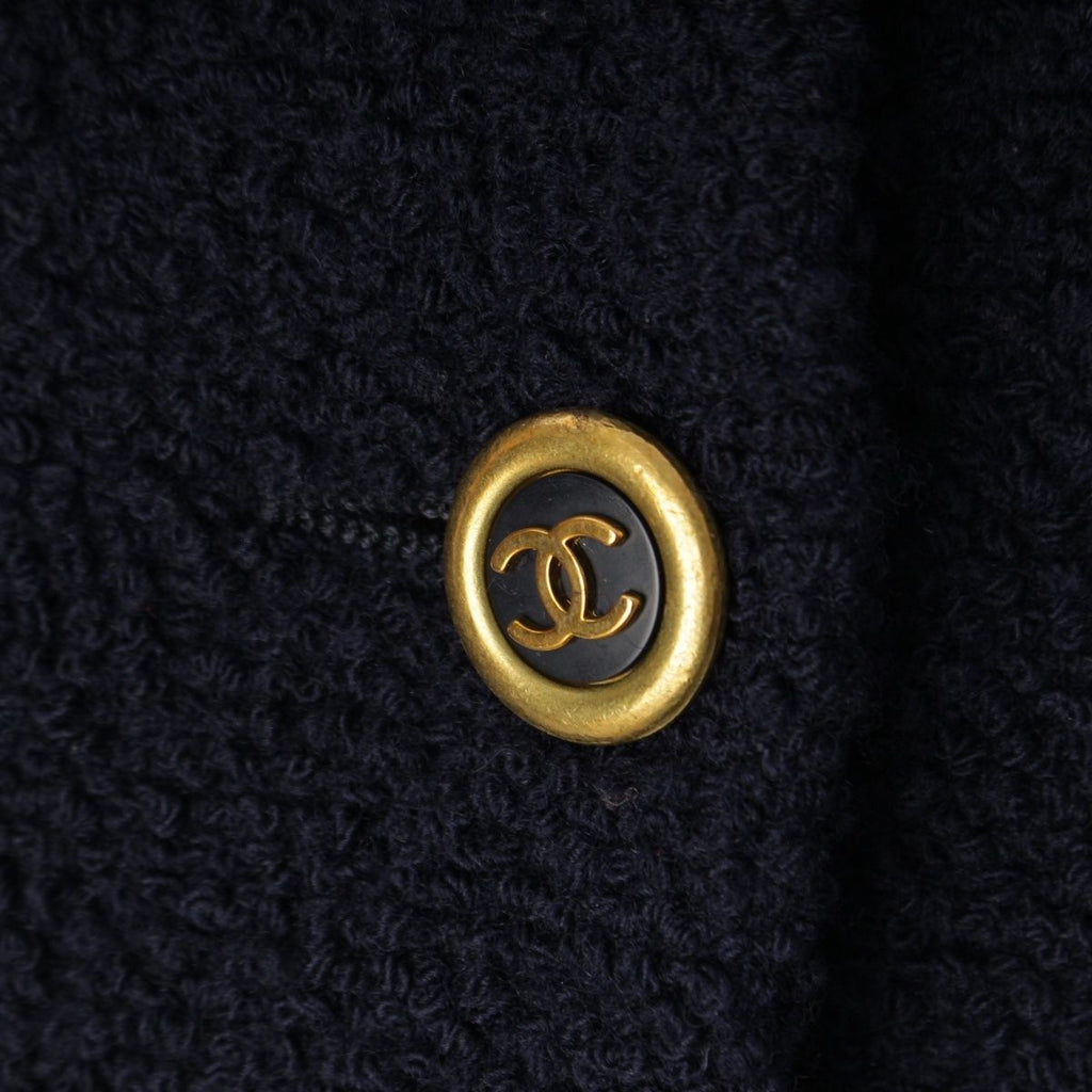 Chanel Tweed CC Logo Button Tailored Jacket Navy — view 8