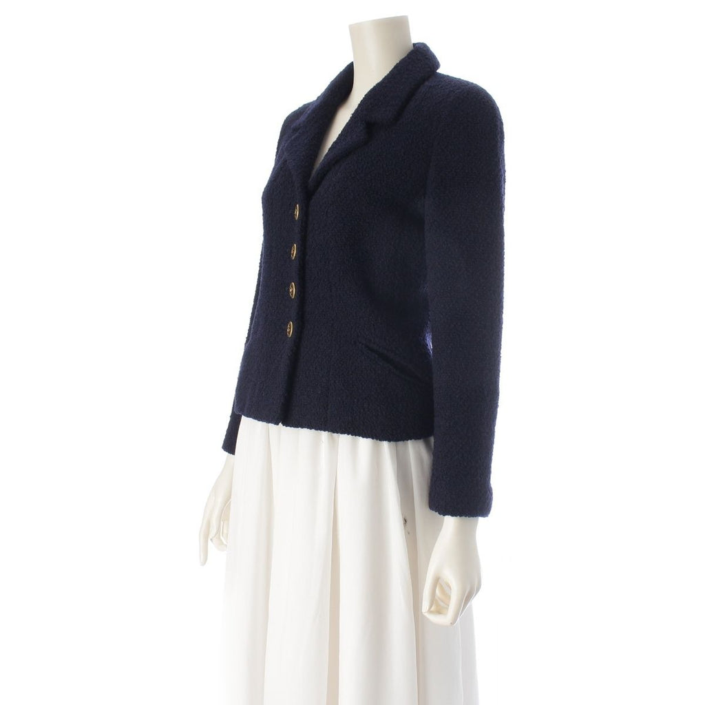 Chanel Tweed CC Logo Button Tailored Jacket Navy — view 2