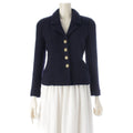Chanel Tweed CC Logo Button Tailored Jacket Navy