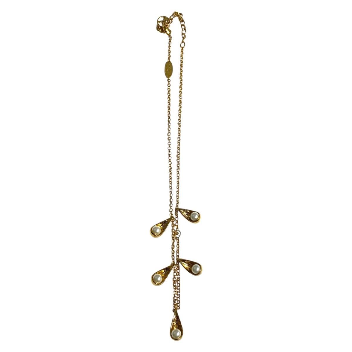 Louis Vuitton Necklace Collier Pari Gram Monogram Flower Pearl Gold — view 3