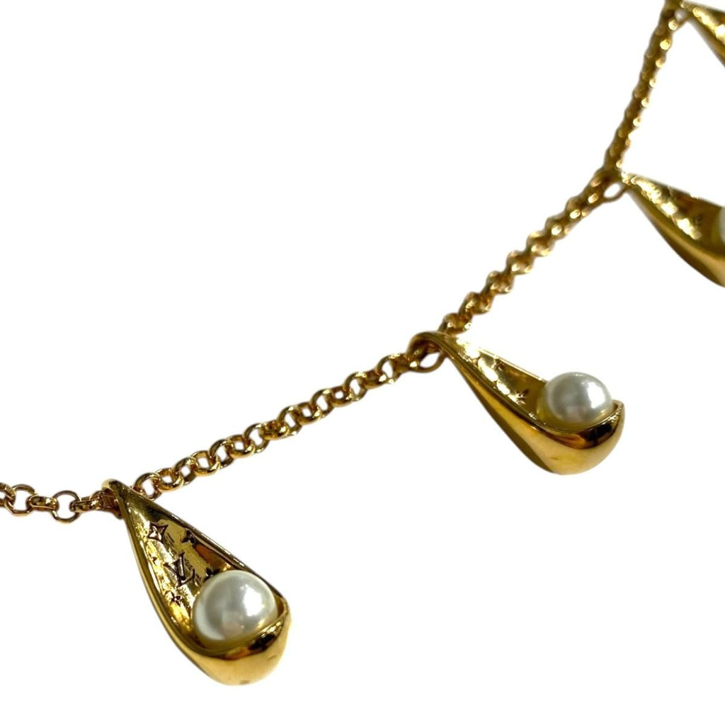 Louis Vuitton Necklace Collier Pari Gram Monogram Flower Pearl Gold — view 4