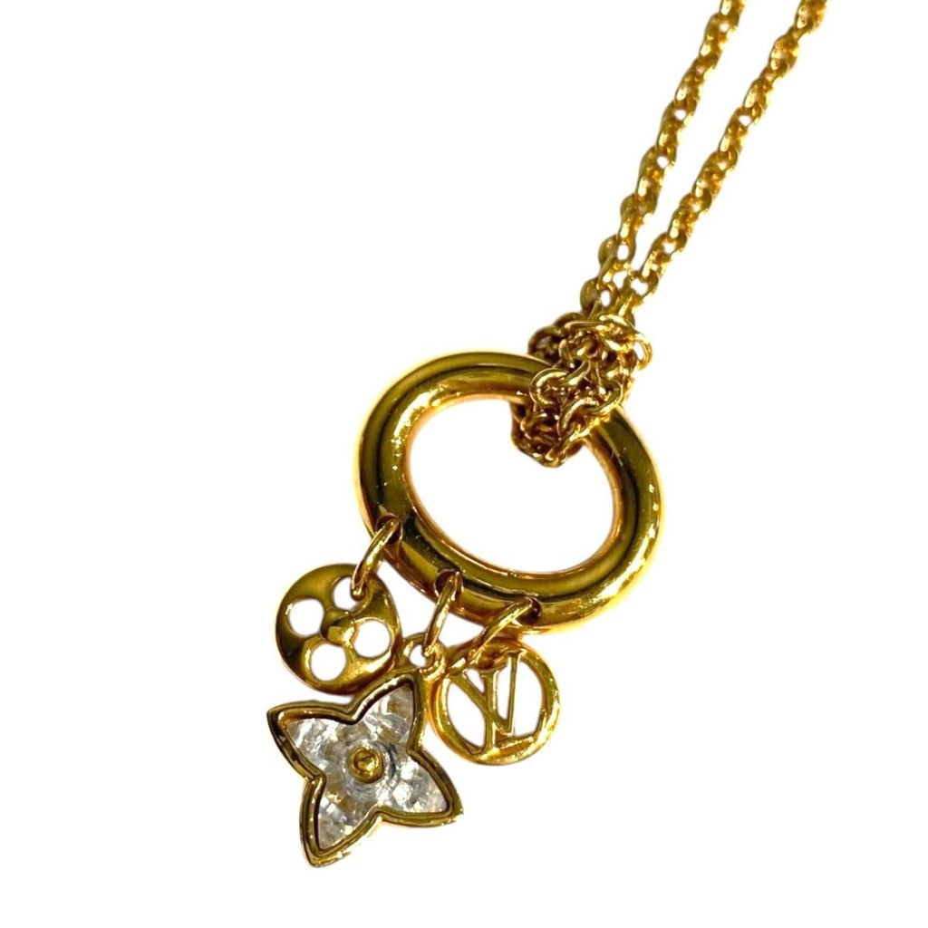 Louis Vuitton Necklace Collier My Blue Ming Monogram Flower Strass Gold