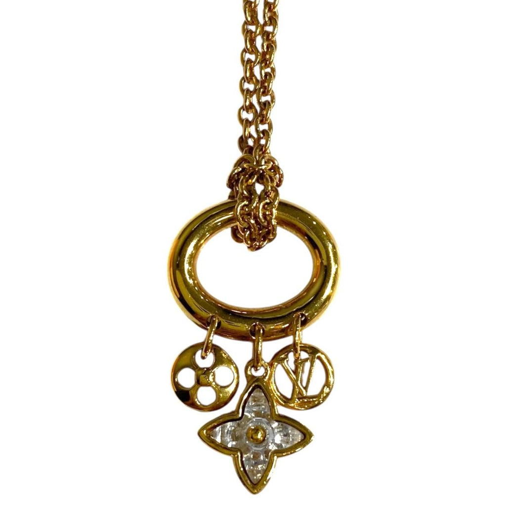 Louis Vuitton Necklace Collier My Blue Ming Monogram Flower Strass Gold — view 2