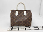 Louis Vuitton Speedy Bandouliere 25 Brown White Monogram 2-Way Shoulder Bag Mini
