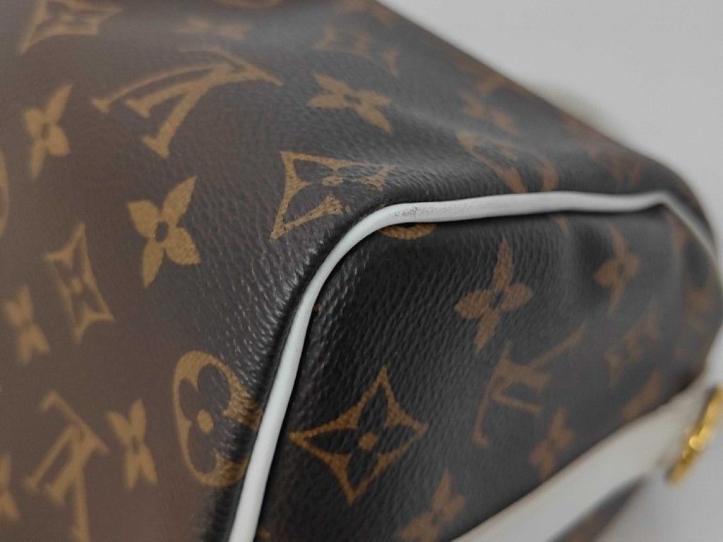 Louis Vuitton Speedy Bandouliere 25 Brown White Monogram 2-Way Shoulder Bag Mini