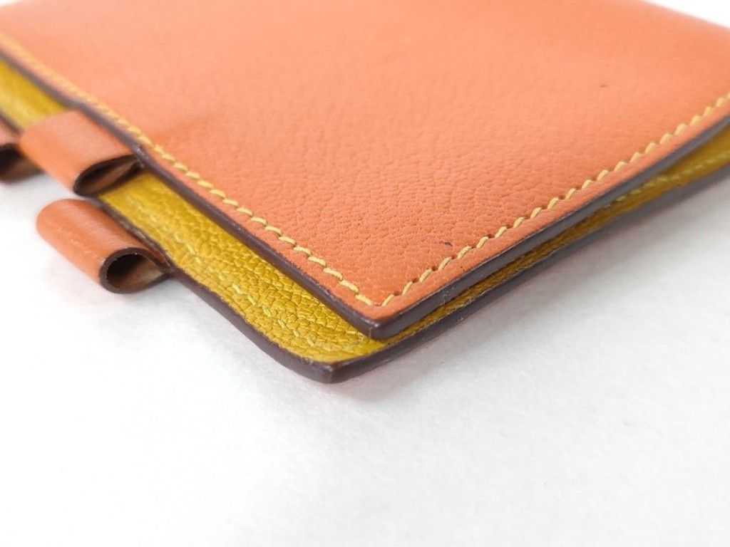 Hermes Notebook Case Agenda Mini Orange Yellow Leather Stationery