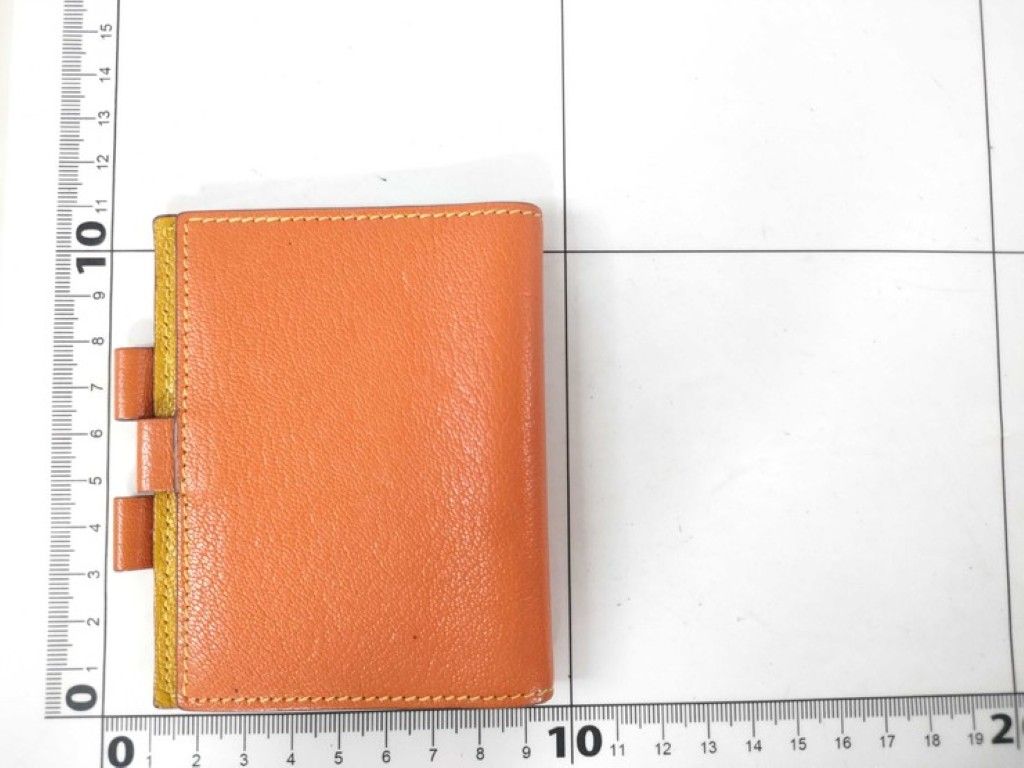 Hermes Notebook Case Agenda Mini Orange Yellow Leather Stationery