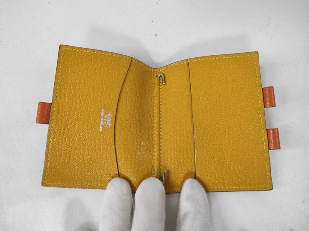 Hermes Notebook Case Agenda Mini Orange Yellow Leather Stationery