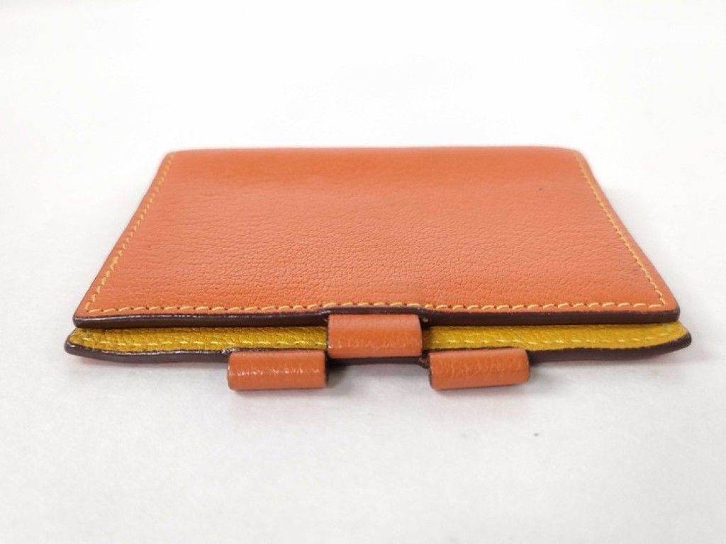 Hermes Notebook Case Agenda Mini Orange Yellow Leather Stationery