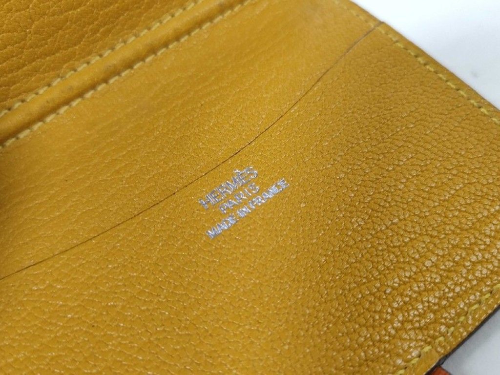 Hermes Notebook Case Agenda Mini Orange Yellow Leather Stationery