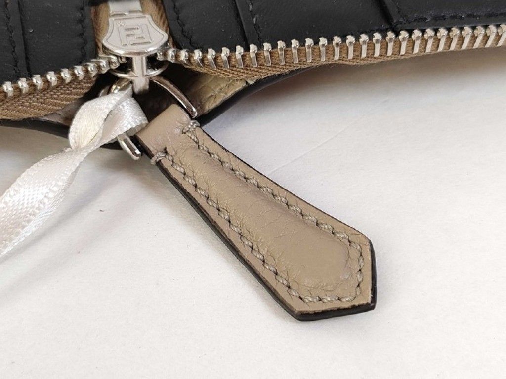 Fendi Clutch Beige Leather Silver