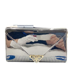 Prada Shoulder Bag Triangle Togo Black Patent Chain Gold