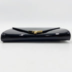 Prada Shoulder Bag Triangle Togo Black Patent Chain Gold