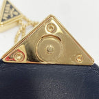 Prada Shoulder Bag Triangle Togo Black Patent Chain Gold