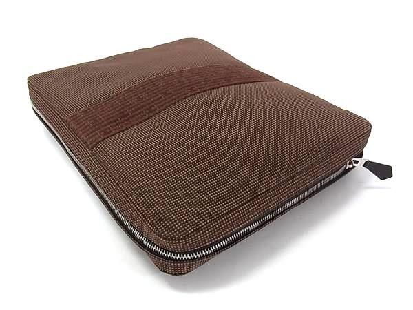 Hermes Clutch Her Line Multi Case Brown Canvas Zip Around