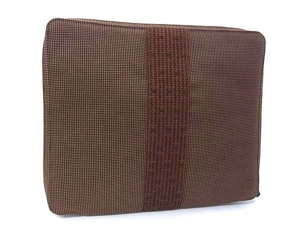 Hermes Clutch Her Line Multi Case Brown Canvas Zip Around