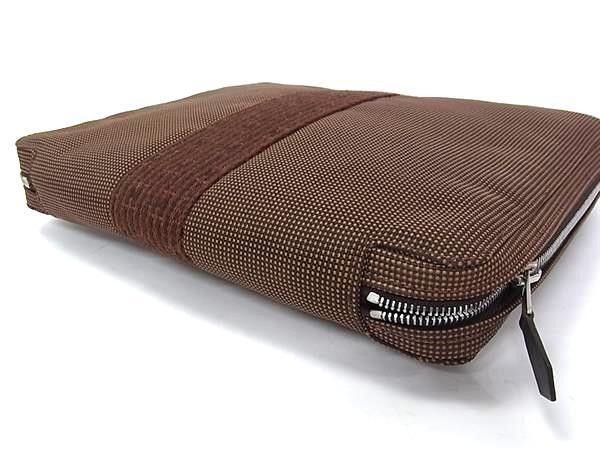 Hermes Clutch Her Line Multi Case Brown Canvas Zip Around