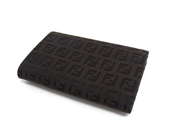 Fendi Bifold Wallet Zucchino Brown Black Canvas Leather