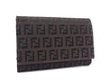 Fendi Bifold Wallet Zucchino Brown Black Canvas Leather