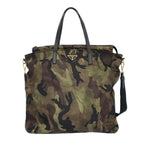 Prada Ten Camouflage 2-Way Shoulder Bag Khaki Nylon Triangle Logo Pattern