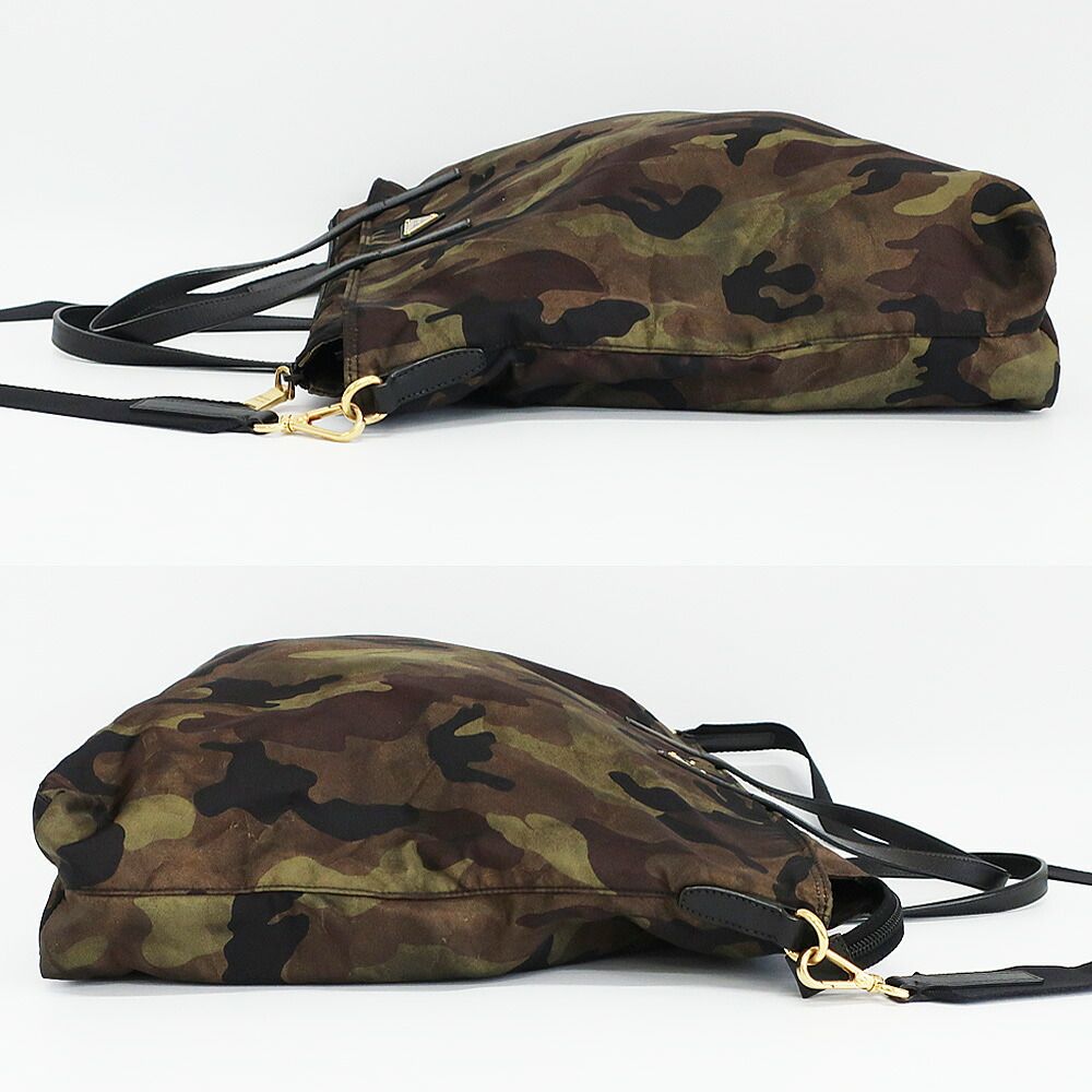 Prada Ten Camouflage 2-Way Shoulder Bag Khaki Nylon Triangle Logo Pattern — view 4