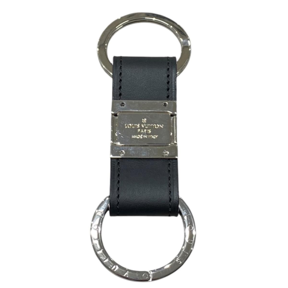 Louis Vuitton Bag Charm Key Ring Damier Valet Infini Leather Black Silver — view 2