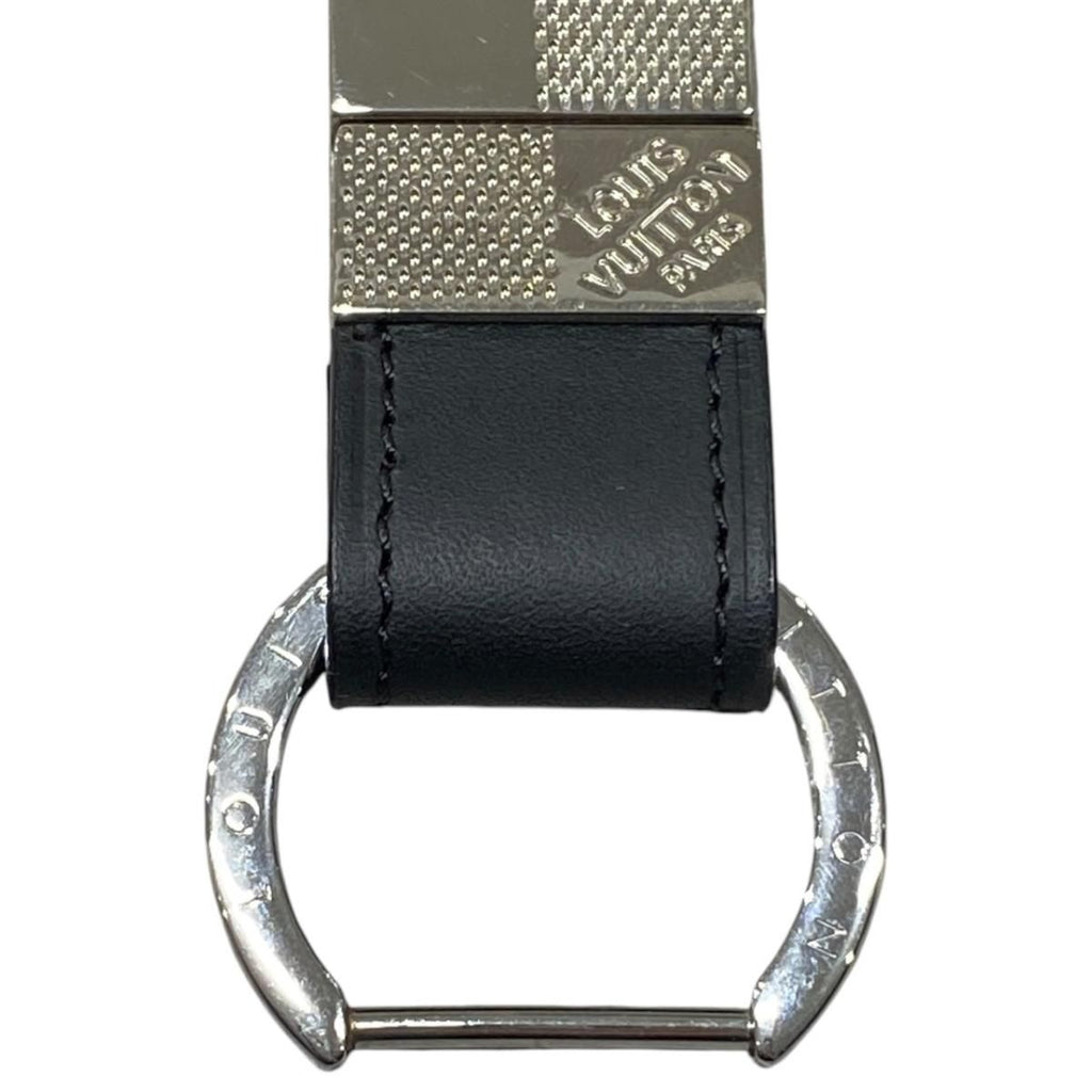 Louis Vuitton Bag Charm Key Ring Damier Valet Infini Leather Black Silver — view 3