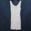 Chanel Sleeveless Crochet Knit Dress Mini Length 36 White CC Logo Button
