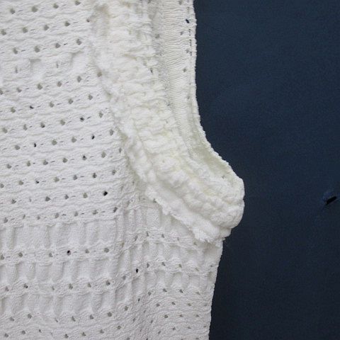 Chanel Sleeveless Crochet Knit Dress Mini Length 36 White CC Logo Button — view 6