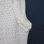 Chanel Sleeveless Crochet Knit Dress Mini Length 36 White CC Logo Button — view 6