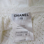 Chanel Sleeveless Crochet Knit Dress Mini Length 36 White CC Logo Button — view 3