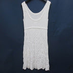 Chanel Sleeveless Crochet Knit Dress Mini Length 36 White CC Logo Button — view 2