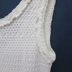 Chanel Sleeveless Crochet Knit Dress Mini Length 36 White CC Logo Button — view 5