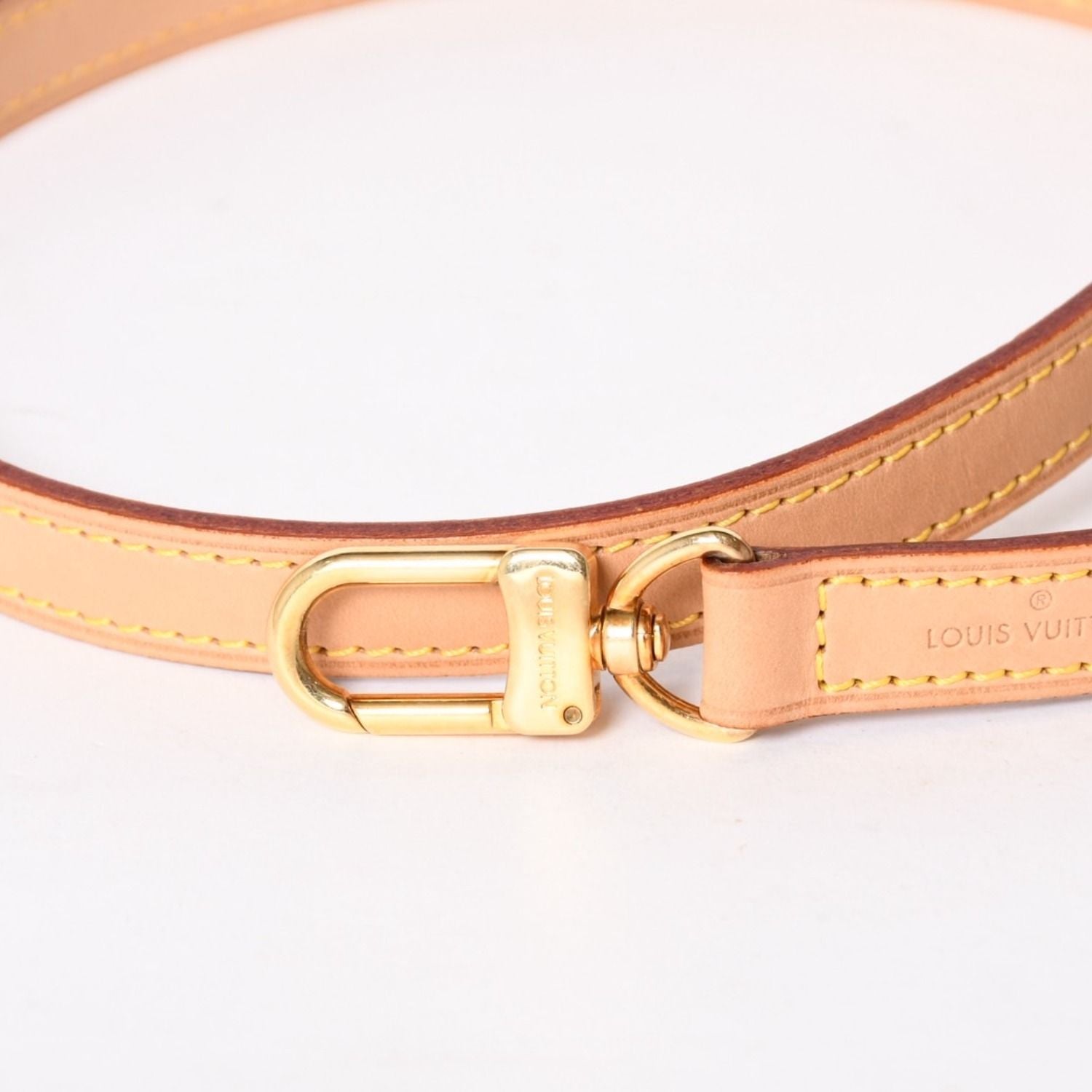 Louis Vuitton Shoulder Strap LV Logo Vachetta Leather Brown Gold — view 2