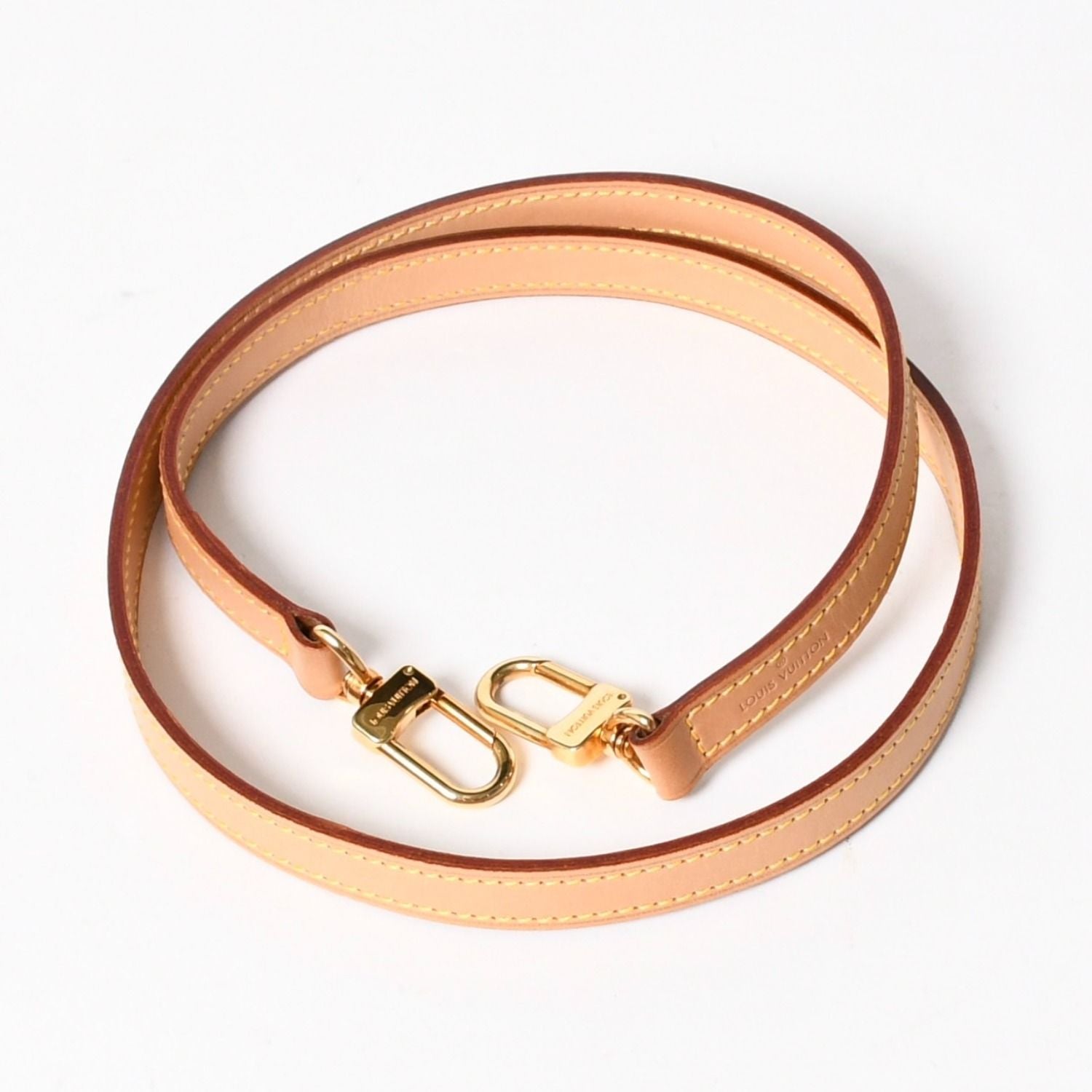 Louis Vuitton Shoulder Strap LV Logo Vachetta Leather Brown Gold