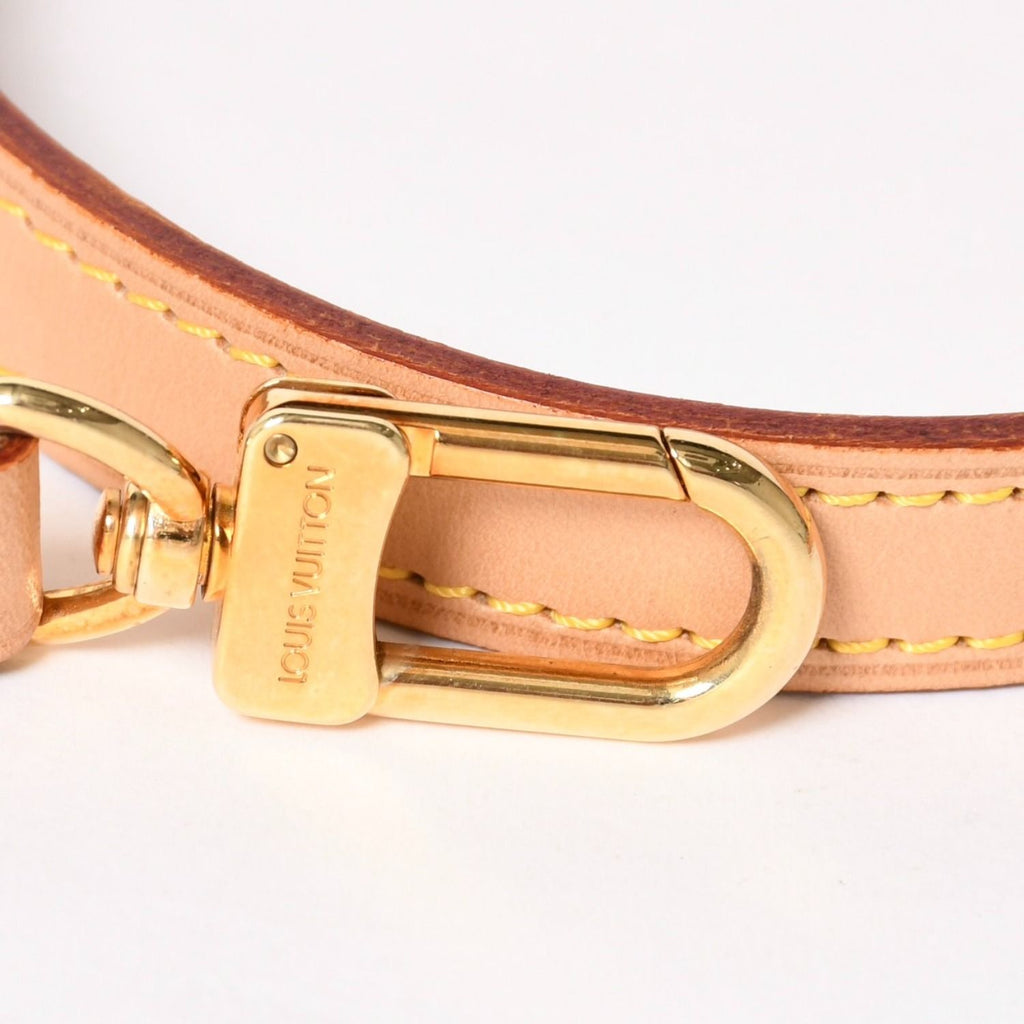 Louis Vuitton Shoulder Strap LV Logo Vachetta Leather Brown Gold — view 3
