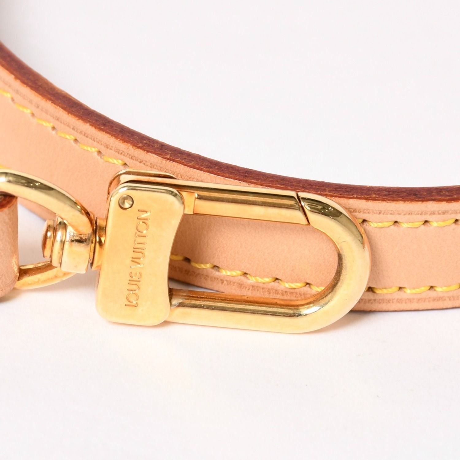 Louis Vuitton Shoulder Strap LV Logo Vachetta Leather Brown Gold — view 3